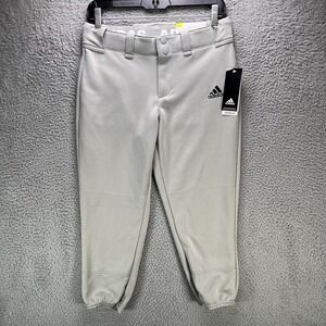 Adidas Womens Softball Belted Pant Size Small Gray Classic Fit Stretch NWT